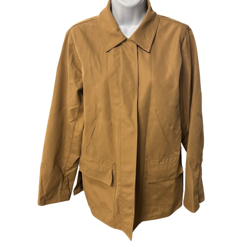 Dennis Basso Women's XS Khaki Leopard Print Lined Lightweight‎ Jacket Coat